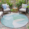 Piper Looms Chantille Abstract ACN2058 Seafoam Machine Washable Area Rug Round Outdoor Lifestyle Image Feature