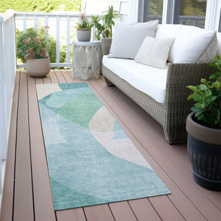 Piper Looms Chantille Abstract ACN2058 Seafoam Machine Washable Area Rug Runner Outdoor Lifestyle Image Feature