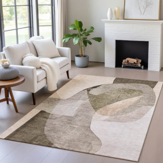 Piper Looms Chantille Abstract ACN2058 Taupe Machine Washable Area Rug Lifestyle Image Feature