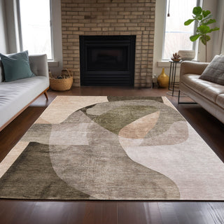 Piper Looms Chantille Abstract ACN2058 Taupe Machine Washable Area Rug Lifestyle Image Feature