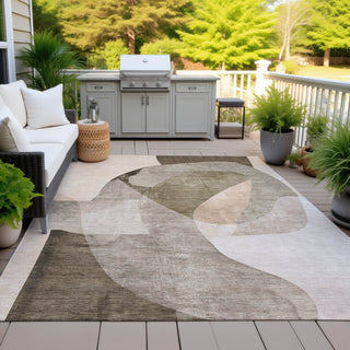 Piper Looms Chantille Abstract ACN2058 Taupe Machine Washable Area Rug Outdoor Lifestyle Image Feature