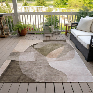Piper Looms Chantille Abstract ACN2058 Taupe Machine Washable Area Rug Outdoor Lifestyle Image Feature