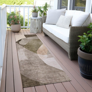 Piper Looms Chantille Abstract ACN2058 Taupe Machine Washable Area Rug Runner Outdoor Lifestyle Image Feature