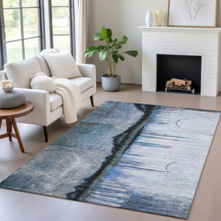 Piper Looms Chantille Abstract ACN2059 Blue Machine Washable Area Rug Lifestyle Image Feature