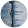 Piper Looms Chantille Abstract ACN2059 Blue Machine Washable Area Rug Round Main Image