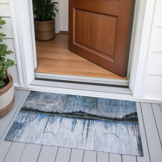 Piper Looms Chantille Abstract ACN2059 Blue Machine Washable Area Rug Scatter Outdoor Lifestyle Image Feature