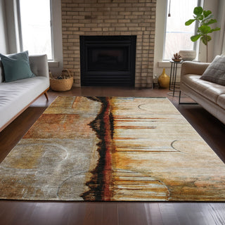 Piper Looms Chantille Abstract ACN2059 Paprika Machine Washable Area Rug Lifestyle Image Feature