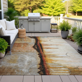 Piper Looms Chantille Abstract ACN2059 Paprika Machine Washable Area Rug Outdoor Lifestyle Image Feature