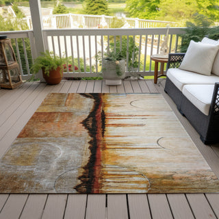 Piper Looms Chantille Abstract ACN2059 Paprika Machine Washable Area Rug Outdoor Lifestyle Image Feature