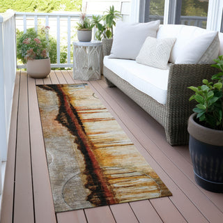 Piper Looms Chantille Abstract ACN2059 Paprika Machine Washable Area Rug Runner Outdoor Lifestyle Image Feature