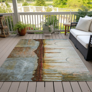 Piper Looms Chantille Abstract ACN2059 Rust Machine Washable Area Rug Outdoor Lifestyle Image Feature