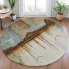Piper Looms Chantille Abstract ACN2059 Rust Machine Washable Area Rug Round Lifestyle Image Feature