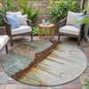 Piper Looms Chantille Abstract ACN2059 Rust Machine Washable Area Rug Round Outdoor Lifestyle Image Feature