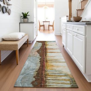 Piper Looms Chantille Abstract ACN2059 Rust Machine Washable Area Rug Runner Lifestyle Image Feature