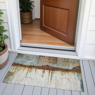Piper Looms Chantille Abstract ACN2059 Rust Machine Washable Area Rug Scatter Outdoor Lifestyle Image Feature