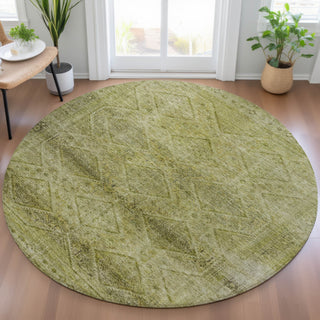 Piper Looms Chantille Geometric ACN2060 Aloe Machine Washable Area Rug Round Lifestyle Image Feature