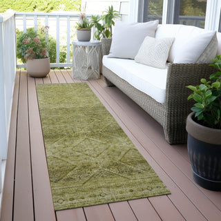 Piper Looms Chantille Geometric ACN2060 Aloe Machine Washable Area Rug Runner Outdoor Lifestyle Image Feature