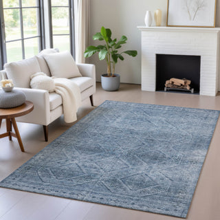 Piper Looms Chantille Geometric ACN2060 Blue Machine Washable Area Rug Lifestyle Image Feature