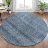 Piper Looms Chantille Geometric ACN2060 Blue Machine Washable Area Rug Round Lifestyle Image Feature