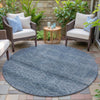 Piper Looms Chantille Geometric ACN2060 Blue Machine Washable Area Rug Round Outdoor Lifestyle Image Feature