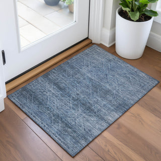 Piper Looms Chantille Geometric ACN2060 Blue Machine Washable Area Rug Scatter Lifestyle Image Feature