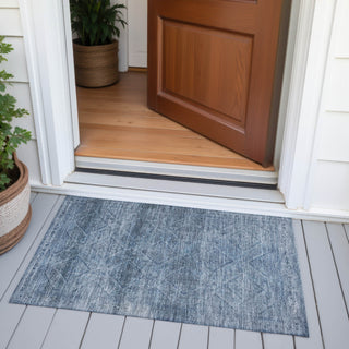 Piper Looms Chantille Geometric ACN2060 Blue Machine Washable Area Rug Scatter Outdoor Lifestyle Image Feature