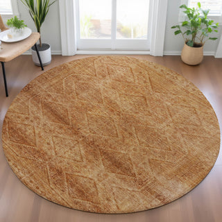 Piper Looms Chantille Geometric ACN2060 Copper Machine Washable Area Rug Round Lifestyle Image Feature