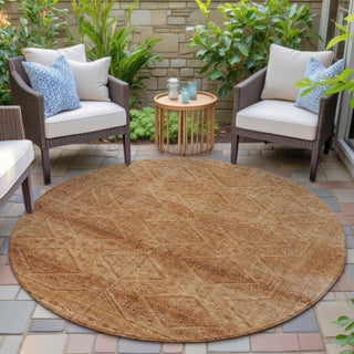 Piper Looms Chantille Geometric ACN2060 Copper Machine Washable Area Rug Round Outdoor Lifestyle Image Feature