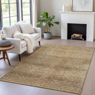 Piper Looms Chantille Geometric ACN2060 Khaki Machine Washable Area Rug Lifestyle Image Feature