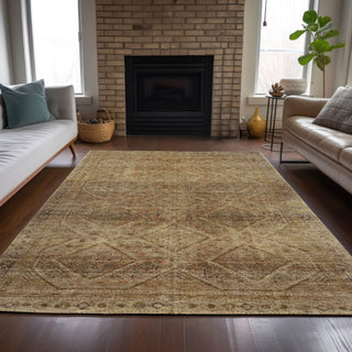 Piper Looms Chantille Geometric ACN2060 Khaki Machine Washable Area Rug Lifestyle Image Feature