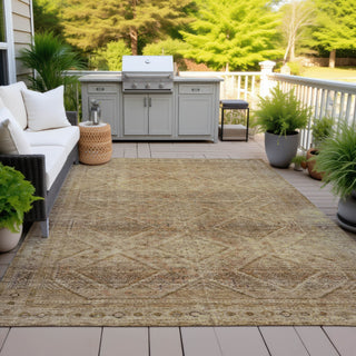 Piper Looms Chantille Geometric ACN2060 Khaki Machine Washable Area Rug Outdoor Lifestyle Image Feature