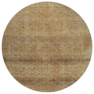 Piper Looms Chantille Geometric ACN2060 Khaki Machine Washable Area Rug Round Main Image