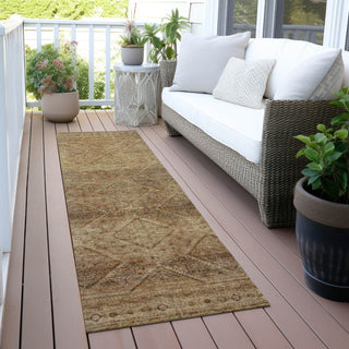 Piper Looms Chantille Geometric ACN2060 Khaki Machine Washable Area Rug Runner Outdoor Lifestyle Image Feature
