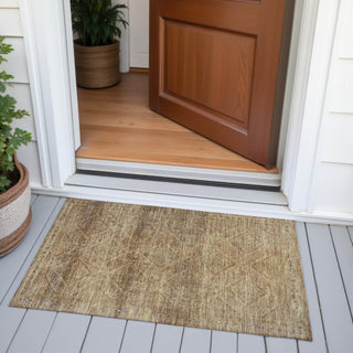 Piper Looms Chantille Geometric ACN2060 Khaki Machine Washable Area Rug Scatter Outdoor Lifestyle Image Feature
