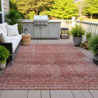 Piper Looms Chantille Geometric ACN2060 Pink Machine Washable Area Rug Outdoor Lifestyle Image Feature
