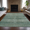 Piper Looms Chantille Geometric ACN2060 Teal Machine Washable Area Rug Lifestyle Image Feature