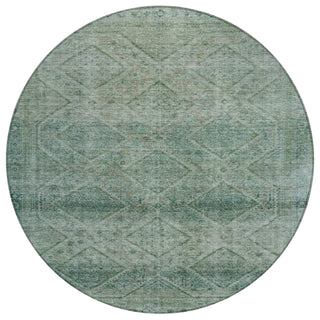 Piper Looms Chantille Geometric ACN2060 Teal Machine Washable Area Rug Round Main Image