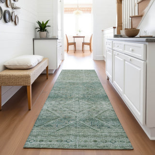 Piper Looms Chantille Geometric ACN2060 Teal Machine Washable Area Rug Runner Lifestyle Image Feature
