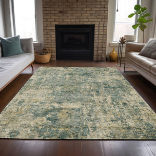 Piper Looms Chantille Abstract ACN2061 Aloe Machine Washable Area Rug Lifestyle Image Feature