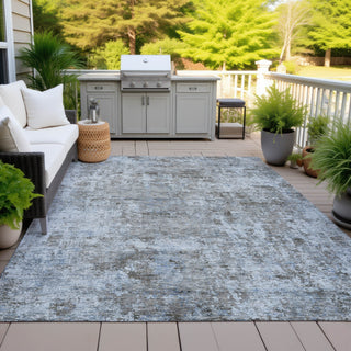Piper Looms Chantille Abstract ACN2061 Blue Machine Washable Area Rug Outdoor Lifestyle Image Feature
