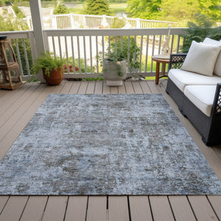 Piper Looms Chantille Abstract ACN2061 Blue Machine Washable Area Rug Outdoor Lifestyle Image Feature