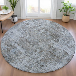 Piper Looms Chantille Abstract ACN2061 Blue Machine Washable Area Rug Round Lifestyle Image Feature
