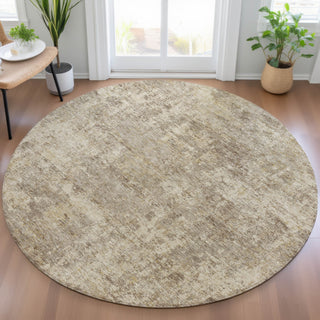 Piper Looms Chantille Abstract ACN2061 Taupe Machine Washable Area Rug Round Lifestyle Image Feature