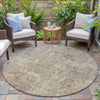 Piper Looms Chantille Abstract ACN2061 Taupe Machine Washable Area Rug Round Outdoor Lifestyle Image Feature
