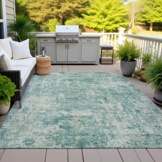 Piper Looms Chantille Abstract ACN2061 Teal Machine Washable Area Rug Outdoor Lifestyle Image Feature