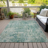 Piper Looms Chantille Abstract ACN2061 Teal Machine Washable Area Rug Outdoor Lifestyle Image Feature