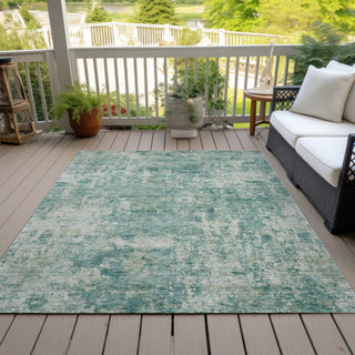 Piper Looms Chantille Abstract ACN2061 Teal Machine Washable Area Rug Outdoor Lifestyle Image Feature