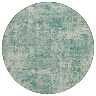 Piper Looms Chantille Abstract ACN2061 Teal Machine Washable Area Rug Round Main Image