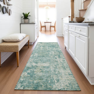 Piper Looms Chantille Abstract ACN2061 Teal Machine Washable Area Rug Runner Lifestyle Image Feature