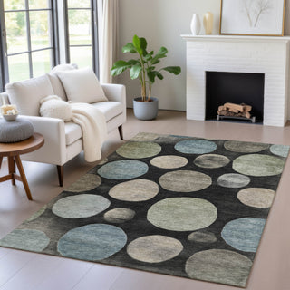 Piper Looms Chantille Geometric ACN2062 Black Machine Washable Area Rug Lifestyle Image Feature